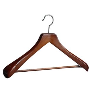 The Great American Hanger Company Wooden Suit Hanger  Non Slip Bar, 6 