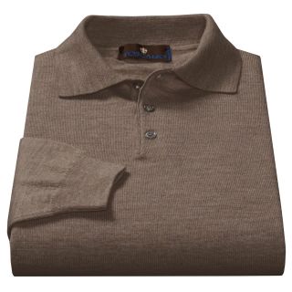 Toscano Polo Sweater   Italian Merino Wool (For Men) in Brown Melange