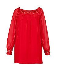 Red (Red) Rubys Closet Red Embellished Tunic Top  268179760  New 