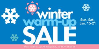 banner Winter Warm Up SALE  Sun. Sat., Jan. 15 21