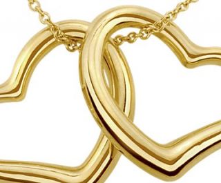Classic Double Heart Pendant in 14k Yellow Gold  Blue Nile
