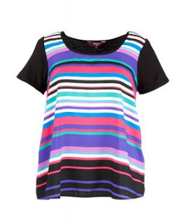 Purple Pattern (Purple) Inspire Purple Striped Front T Shirt 