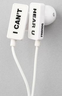 Frends Headphones The Clip I Cant Hear U Ear Buds in White  Karmaloop 