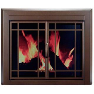 Pleasant Hearth Enfield Large Cabinet Style Glass Door Fire Screen 