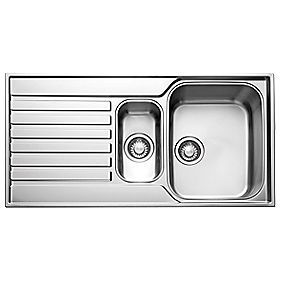 Franke Inset Sink & Reversible Drainer 1½ Bowl Square Stainless Steel 