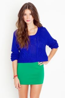 Cropped Cable Knit   Cobalt in Clothes at Nasty Gal 