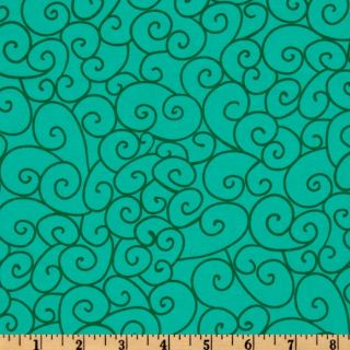 Michael Miller Nordic Holiday Swirly Gig Turquoise   Discount Designer 