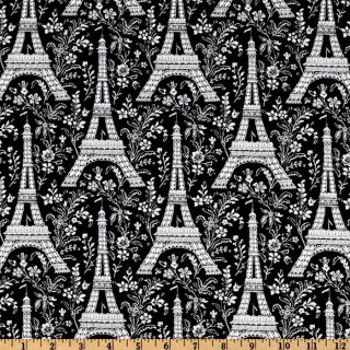Michael Miller Eiffel Tower Black   Discount Designer Fabric   Fabric 