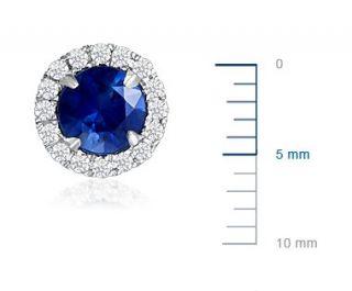 Sapphire and Micropavé Diamond Earrings in 18k White Gold (5mm 