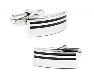 Stripe Cuff Links in Stainless Steel  Blue Nile