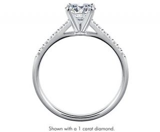 Petite Cathedral Pave Diamond Engagement Ring in 14k White Gold (1/6 