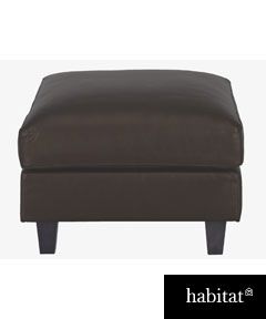 Habitat Chester Footstool   Dark Stained Feet   Brown   Leather from 