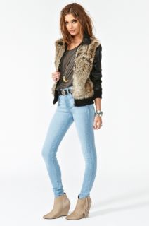 Sonya Faux Fur Moto Jacket in Clothes Outerwear Faux Fur at Nasty 