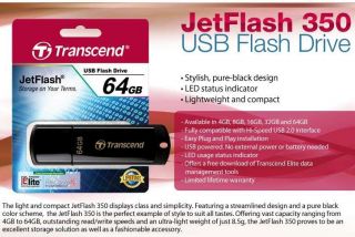 Transcend TS64GJF350 JetFlash 350 USB Flash Drive   64GB, USB 2.0 Item 