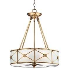 Frosted Glass 19 Wide Brass Pendant Light