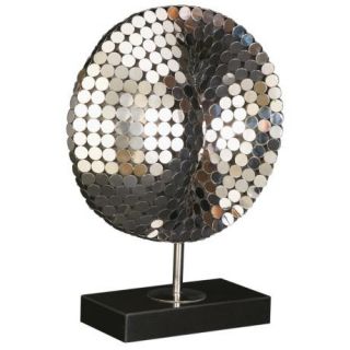 Stainless steel construction. Mirrored disc mosaic. Black marble base.