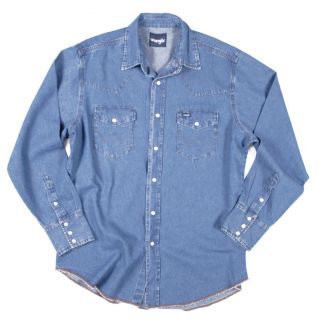 Wrangler Cowboy Cut Long Sleeve Shirt, Stone Wash   346976, Casual 