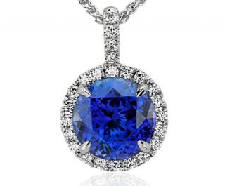 Tanzanite and Diamond Pendant in 18k White Gold  Blue Nile