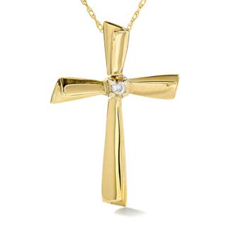 Diamond Solitaire Accent Cross Pendant in 14K Gold   Necklaces   Zales