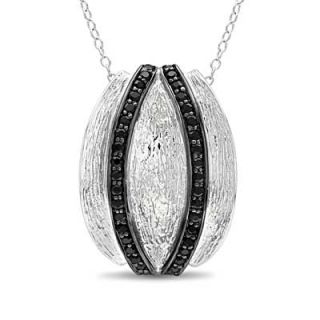 Black Spinel Double Row Textured Pendant in Sterling Silver   Zales