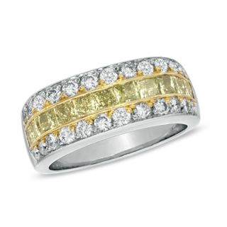 CT. T.W. Fancy Yellow and White Diamond Ring in Two Tone 