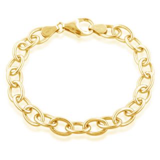 Oval Link Charm Bracelet in Sterling Silver and 18K Gold Plate   7.5 