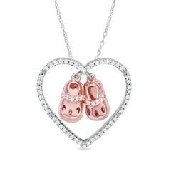 CT. T.W. Diamond Heart with Baby Shoes in 10K Two Tone Gold 