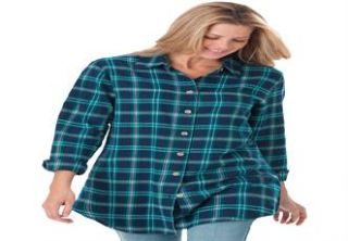 Plus Size Shirt in ultrasoft plaid flannel  Plus Size Long Sleeve 