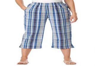 Plus Size Petite pants, capri length in cool seersucker  Plus Size 