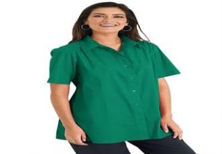 Plus Size Shirt in short sleeve stretch solid by Chelsea Studio 