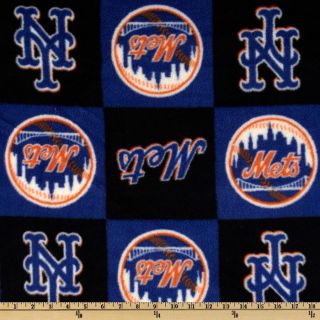 MLB Fleece New York Mets Orange/Royal   Discount Designer Fabric 
