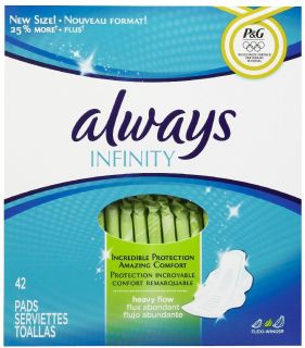 Always Infinity Heavy Flow with Wings, Unscented Pads, 42 ct