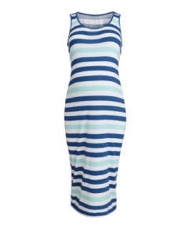 Maternity Blue and Turquoise Stripe Midi Dress   sale   Mothercare