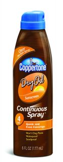 Coppertone Continuous Dry Oil Tanning Spray SPF 4 Sunscreen 6 oz