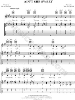 Image of Milton Ager   Aint She Sweet Guitar Tab    & Print