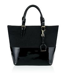 Ralph Lauren Black Label Canvas and Patent Leather Saddle Tote