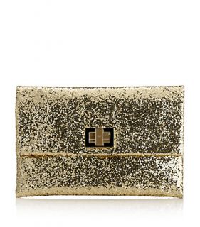 Anya Hindmarch – Anya Hindmarch Gold Valorie Glitter Clutch Bag at 