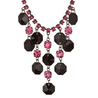 Krystal Pink/Black Swarovski Chandelier Necklace