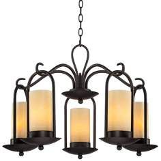 Onyx Faux Stone Candle 30 Wide Espresso Outdoor Chandelier
