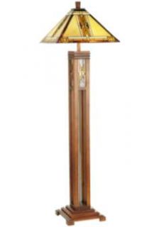 Walnut Mission Tiffany Style Night Light Floor Lamp