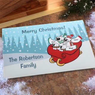 7676   Polar Bear Family Personalized Holiday Doormat 