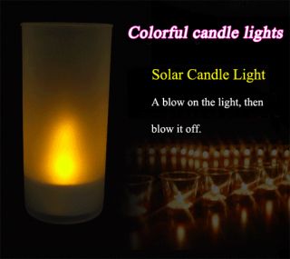 Solar Energy Changing LED Light Candle Lamp Nightlight Colorful 
