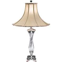 Schonbek Cellini Silver Scroll Accent Crystal Table Lamp