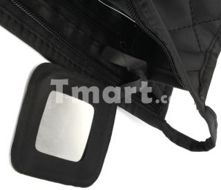 Popular Rhombic Zipper Makeup Cosmetic Travel Bag Black   Tmart