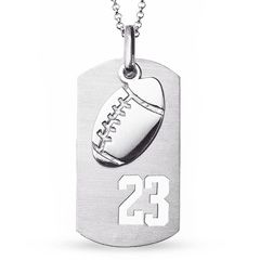 Sterling Silver Football Charm & Sports Number Dog Tag Pendant   Zales