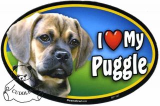 Love My Puggle Dog Car Magnet Heart Puppy Pet Pug NWT