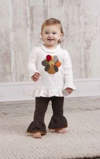 Mud Pie Thanksgiving Cute Baby Girl Turkey Tunic and Legging (9 12M 