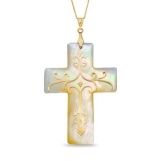 Mother of Pearl Cross Pendant with 14K Gold Plate Overlay   View All 