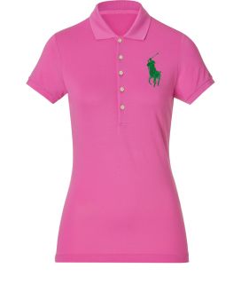 Polo Ralph Lauren Hammond Pink Stretch Mesh Julie Polo Shirt  Damen 