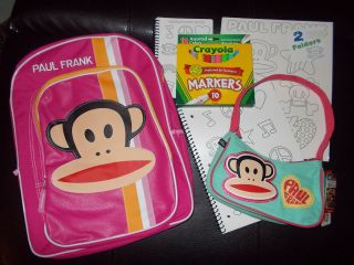   Frank JULIUS Backpack, Purse & School Supplies Lot w/ Folders Notebook